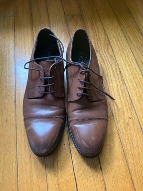 Minelli Men's Brown Leather Cap-Toe Oxfords